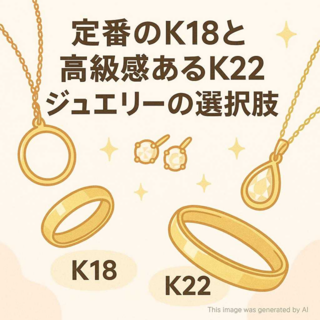 定番のK18と高級感あるK22 ジュエリーの選択肢